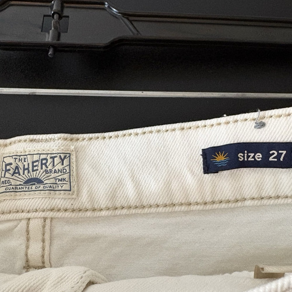 Faherty Women's Jeans Size 27 Cream/ Ivory Straight Leg High Rise Denim - Picture 9 of 12